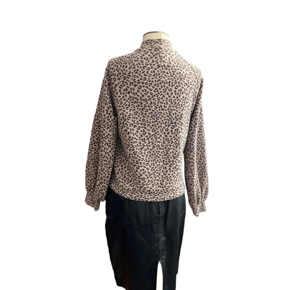 A&F Brown Tan Leopard Soft Collection Athleisure Mockneck Cozy Sweatshirt S - Picture 4 of 6